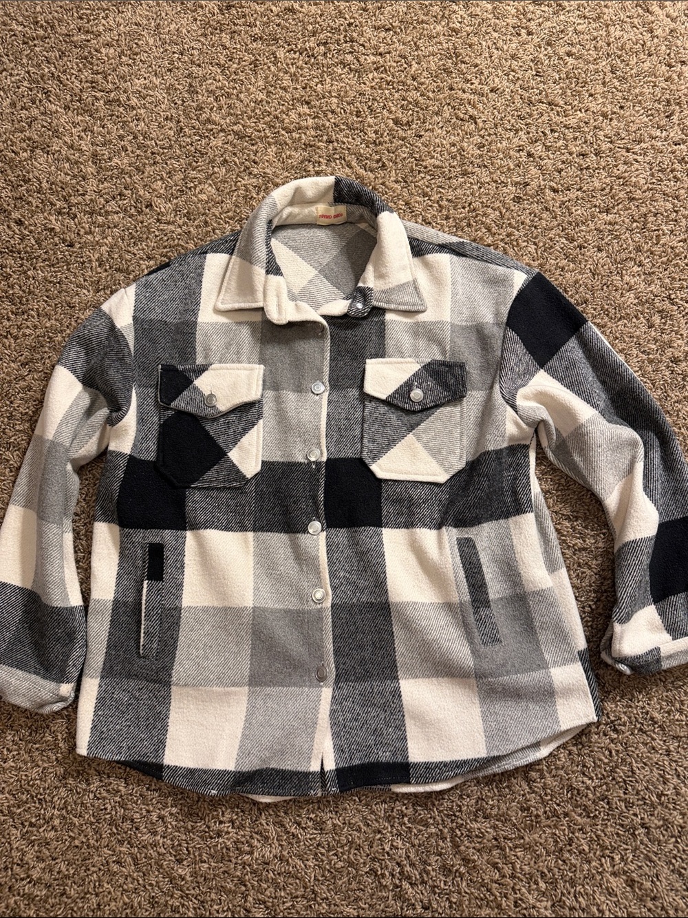Black & White Buffalo Plaid Button-Front Shacket